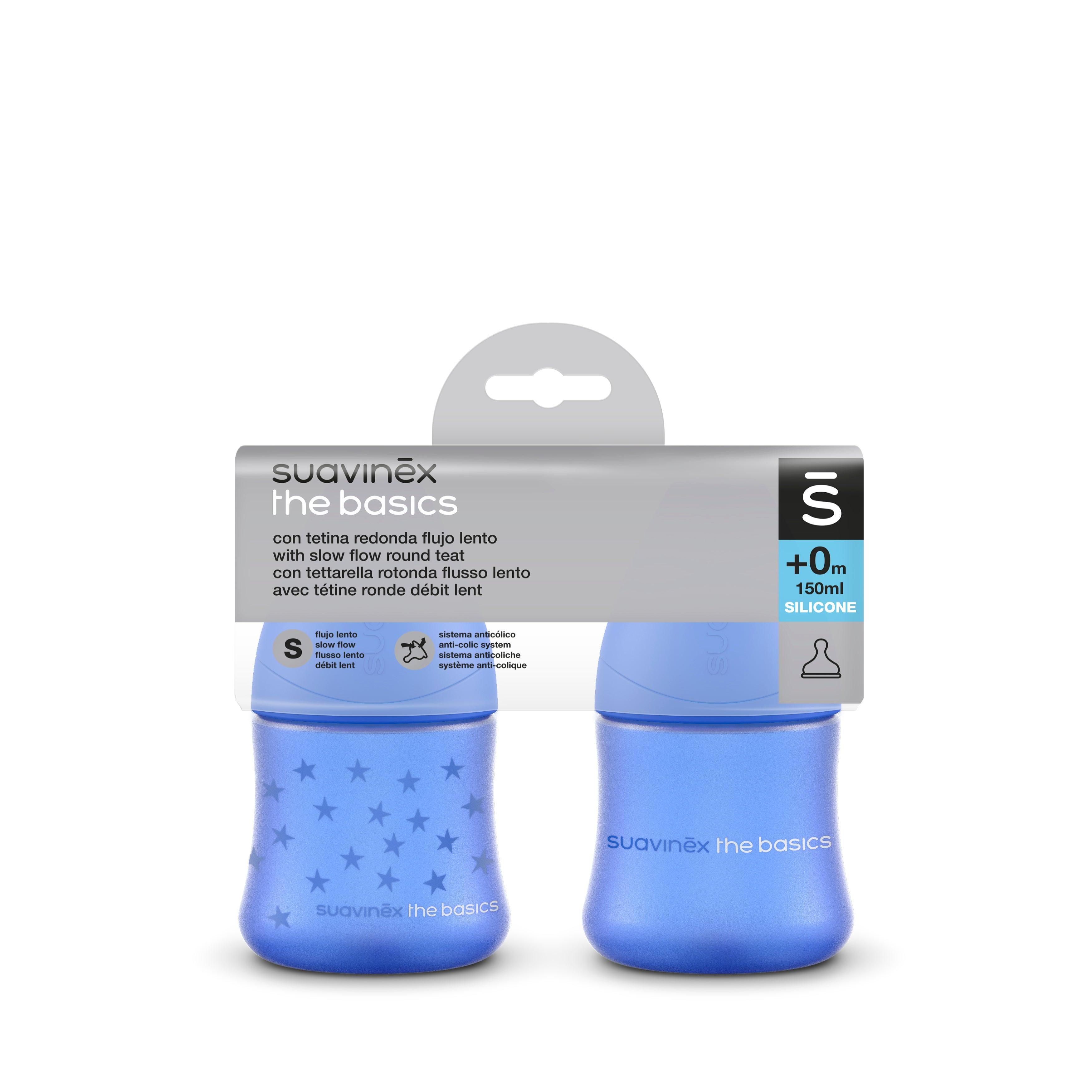 Set 2 biberones The Basics 150 ml - 5 onzas Azul - Suavinex - Maternelle