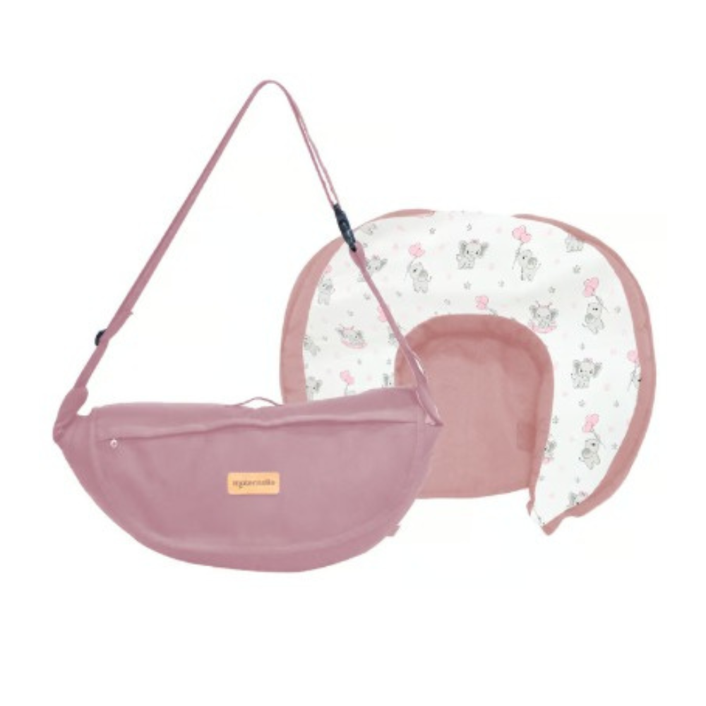 ALMOHADA DE LACTANCIA CONVERTIBLE EN BOLSO - ROSADO ELEFANTE